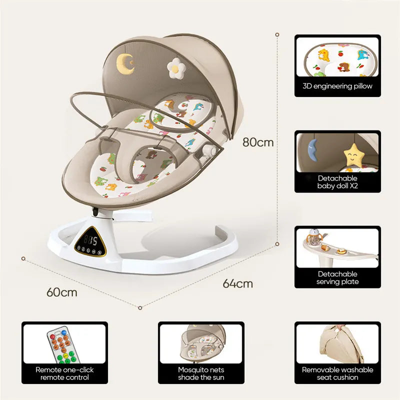 Chaise à Bascule Électrique Bébé avec Bluetooth & Télécommande