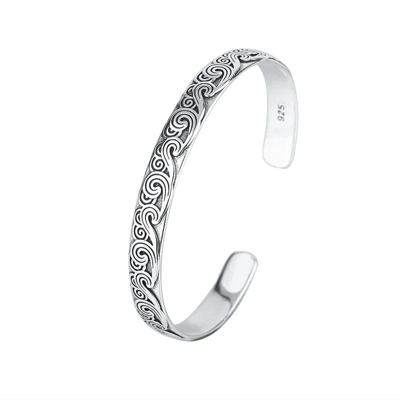 Bracelet Manchette Géométrique en Argent Sterling 925 – Ajustable et Tendance