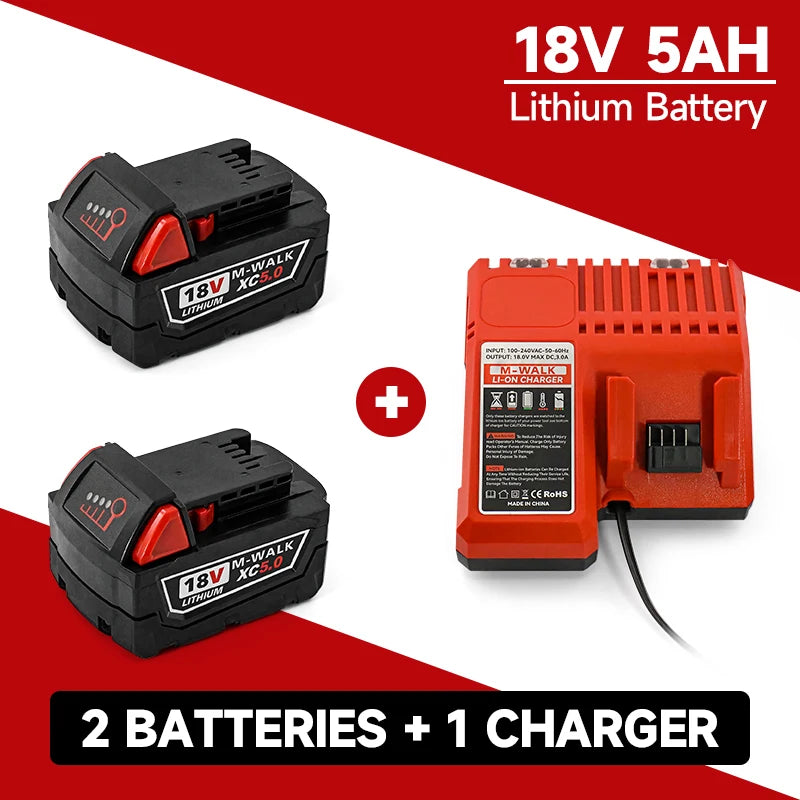 Batterie Lithium 18V 5.0Ah M-WALK – Remplacement pour Outils Milwaukee 18V Li-Ion
