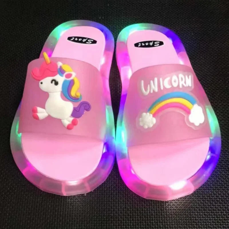 Chaussons LED Enfant Lumineux - Antidérapant Séchage Rapide 7-12 Ans