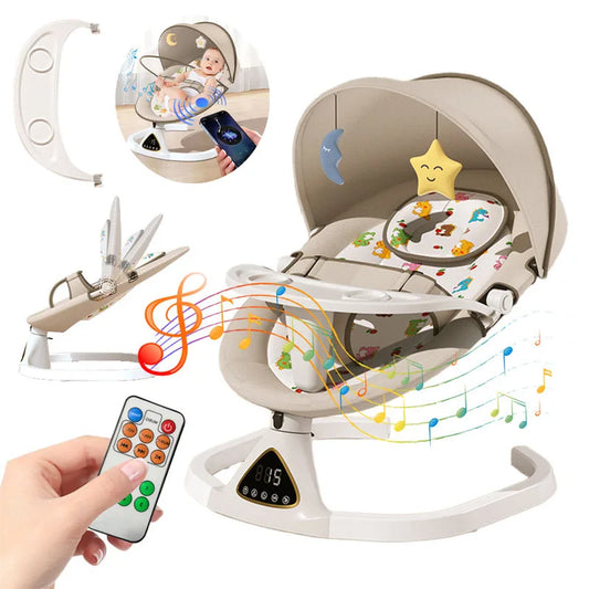 Chaise à Bascule Électrique Bébé avec Bluetooth & Télécommande