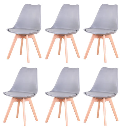 Un ensemble de 6 chaises de salle à manger médiévales nordiques, siège rembourré en PU, pieds en bois de hêtre, chaises de bureau pour salle à manger, chambre à coucher, balcon, Restaurant