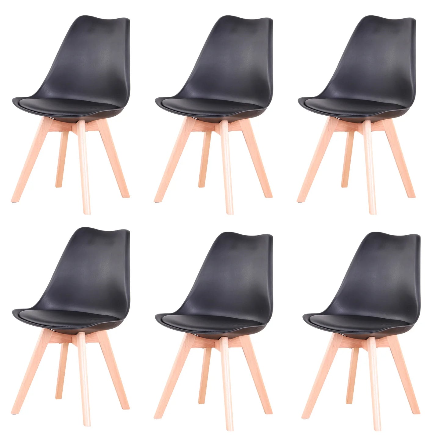 Un ensemble de 6 chaises de salle à manger médiévales nordiques, siège rembourré en PU, pieds en bois de hêtre, chaises de bureau pour salle à manger, chambre à coucher, balcon, Restaurant