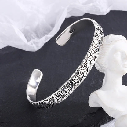 Bracelet Manchette Géométrique en Argent Sterling 925 – Ajustable et Tendance