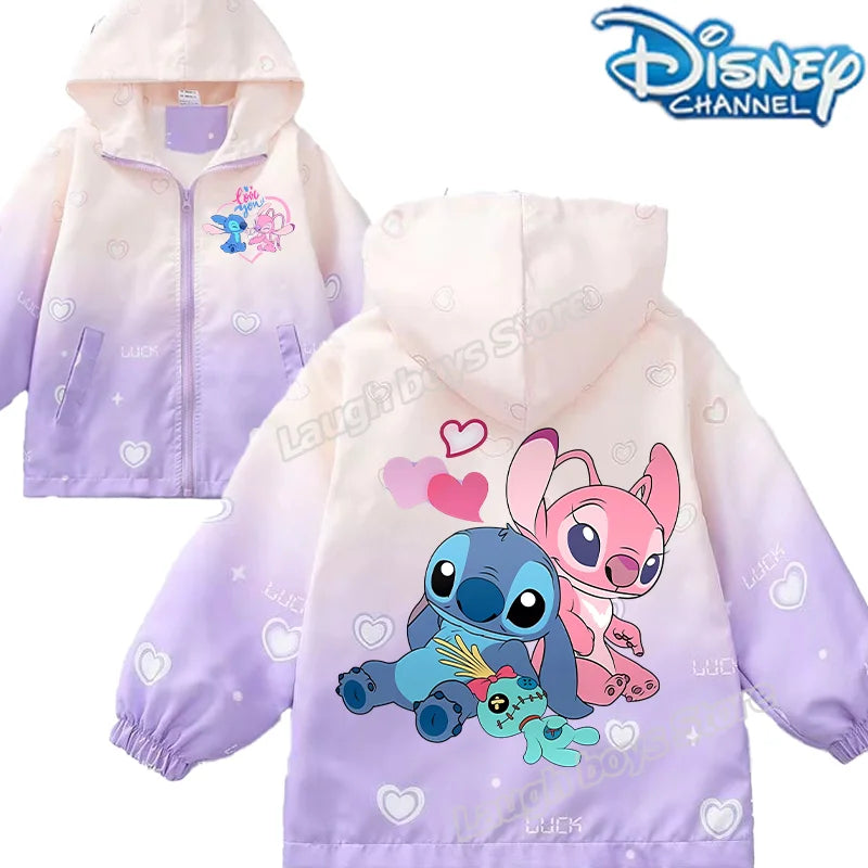 Veste Enfant Stitch Disney Fille - Manteau Léger Printemps Automne 4-12 ans