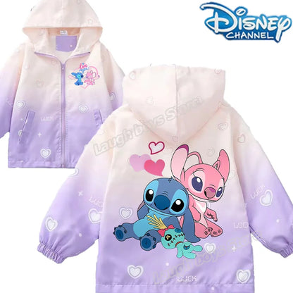 Veste Enfant Stitch Disney Fille - Manteau Léger Printemps Automne 4-12 ans