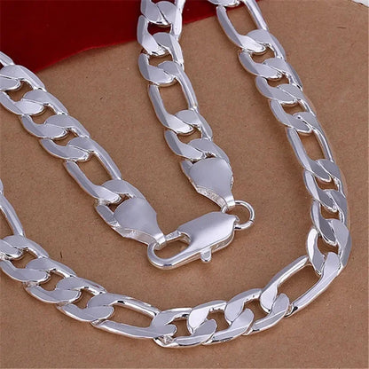 Collier Chaîne Argent 925 Homme - Chaîne Cubaine 12mm Tendance 45-75cm