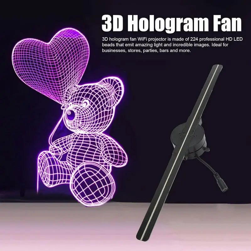 🎥 Projecteur Holographique 3D à Ventilateur LED - 16,5 pouces | 244 LED | Résolution 2000x224