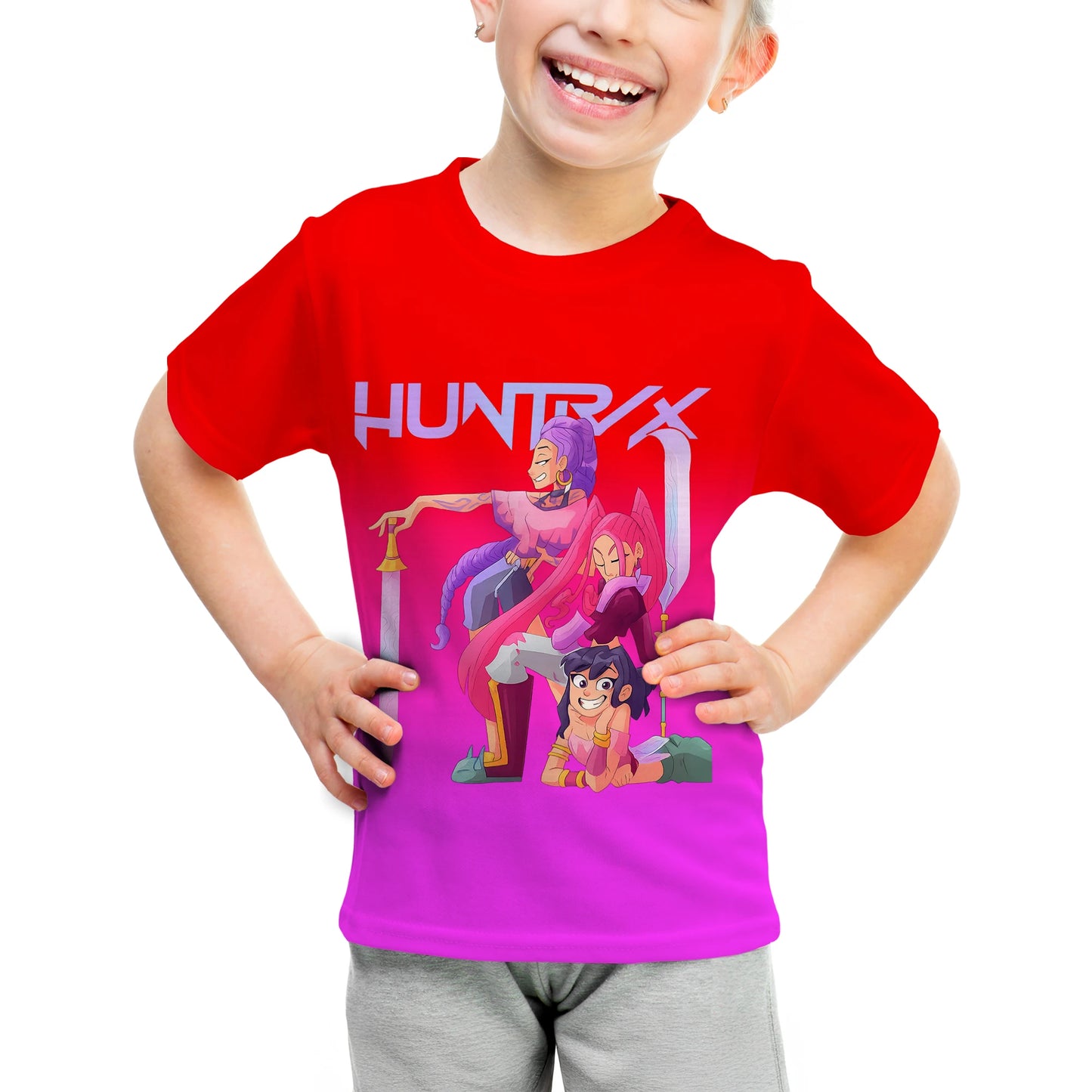 T-Shirt Enfant Chasseur de Démons KPop - Manches Courtes Imprimé Anime