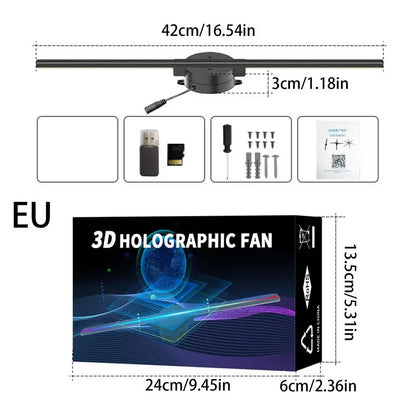🎥 Projecteur Holographique 3D à Ventilateur LED - 16,5 pouces | 244 LED | Résolution 2000x224