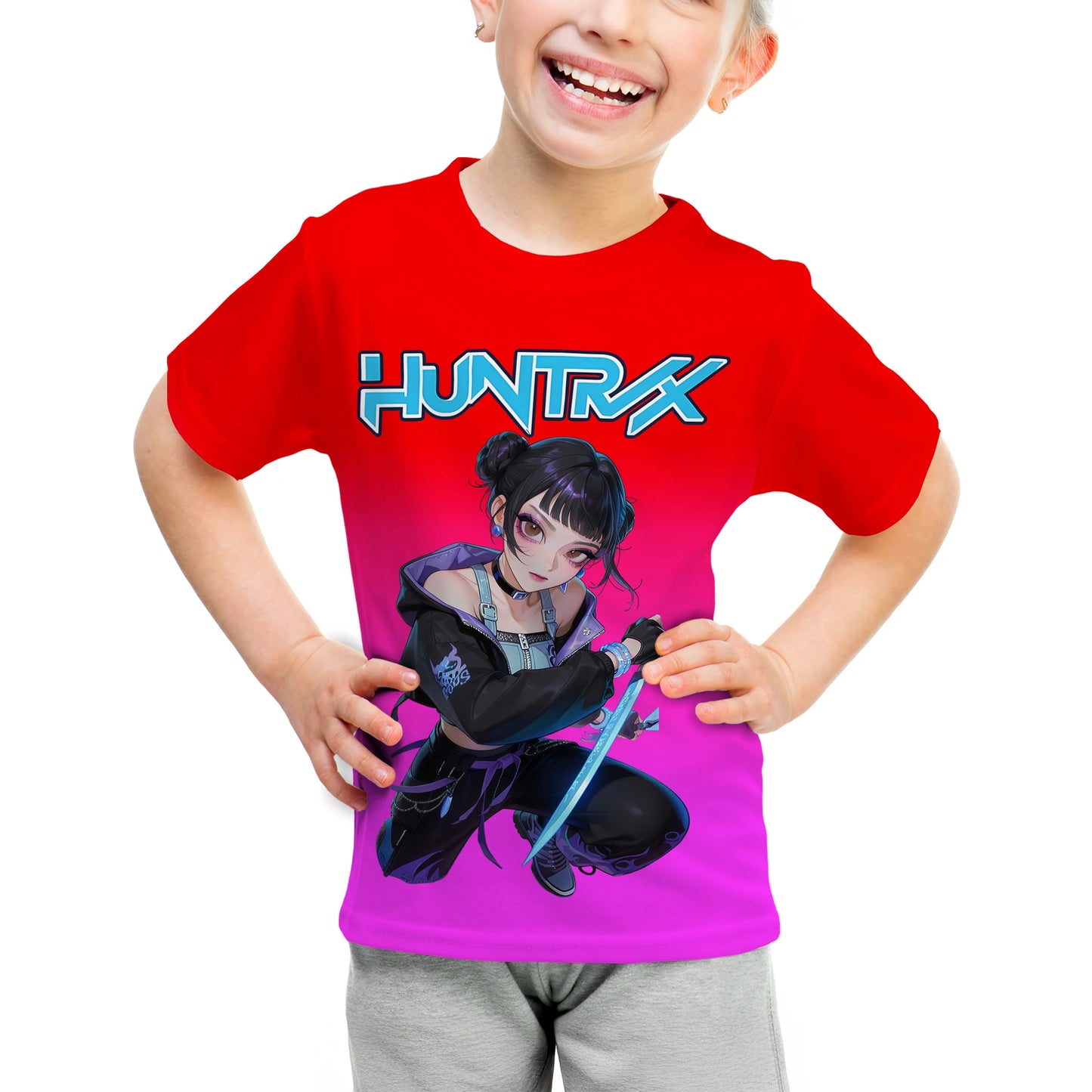 T-Shirt Enfant Chasseur de Démons KPop - Manches Courtes Imprimé Anime