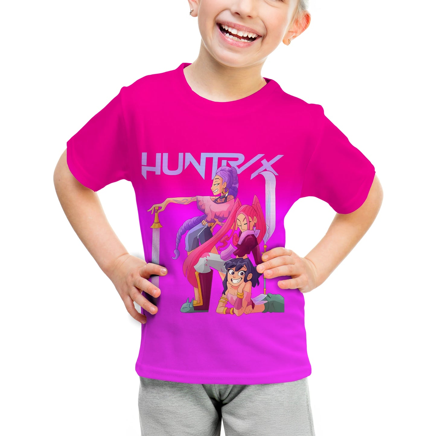 T-Shirt Enfant Chasseur de Démons KPop - Manches Courtes Imprimé Anime