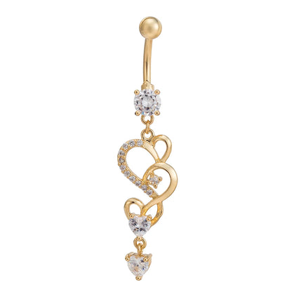 Anneau de nombril cœur en cuivre avec zircone cubique – Bijou raffiné et élégant