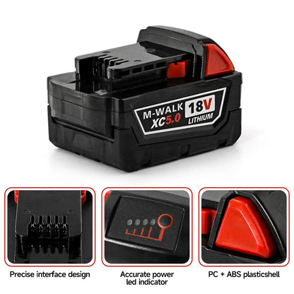 Batterie Lithium 18V 5.0Ah M-WALK – Remplacement pour Outils Milwaukee 18V Li-Ion