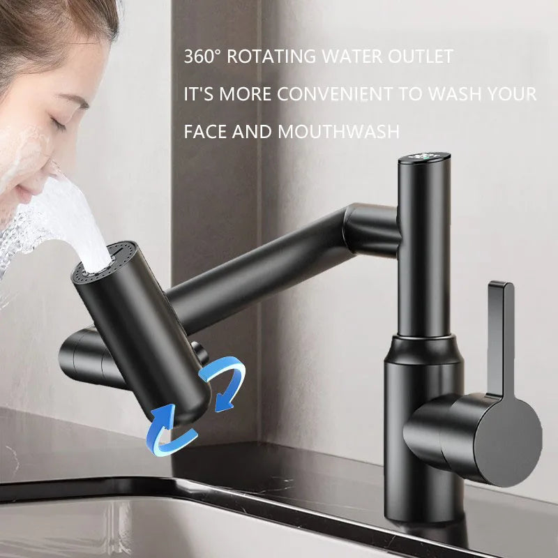 Robinet LED 360° avec Affichage Numérique – Pulvérisateur Multifonction, Eau Chaude et Froide