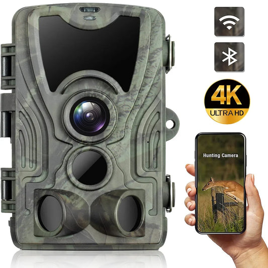 Caméra de Chasse 4K WiFi - Vision Nocturne Infrarouge Détection Mouvement