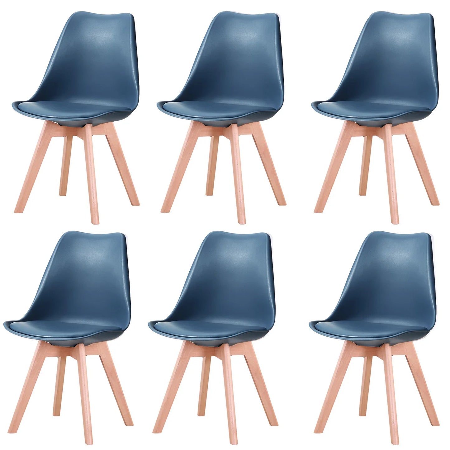 Un ensemble de 6 chaises de salle à manger médiévales nordiques, siège rembourré en PU, pieds en bois de hêtre, chaises de bureau pour salle à manger, chambre à coucher, balcon, Restaurant