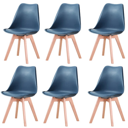 Un ensemble de 6 chaises de salle à manger médiévales nordiques, siège rembourré en PU, pieds en bois de hêtre, chaises de bureau pour salle à manger, chambre à coucher, balcon, Restaurant