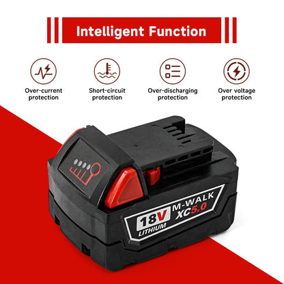 Batterie Lithium 18V 5.0Ah M-WALK – Remplacement pour Outils Milwaukee 18V Li-Ion