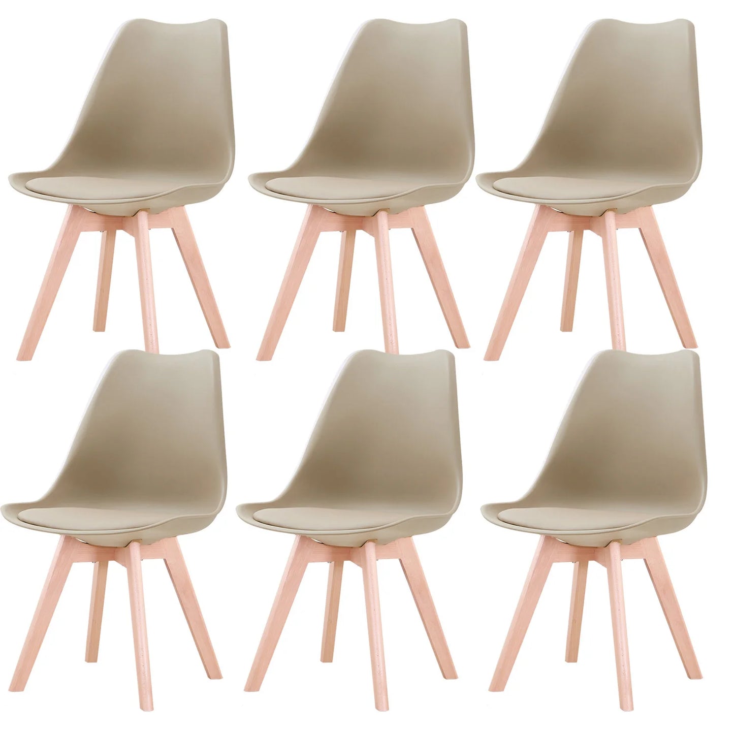 Un ensemble de 6 chaises de salle à manger médiévales nordiques, siège rembourré en PU, pieds en bois de hêtre, chaises de bureau pour salle à manger, chambre à coucher, balcon, Restaurant