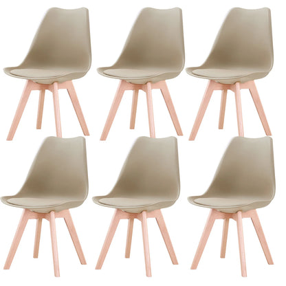 Un ensemble de 6 chaises de salle à manger médiévales nordiques, siège rembourré en PU, pieds en bois de hêtre, chaises de bureau pour salle à manger, chambre à coucher, balcon, Restaurant