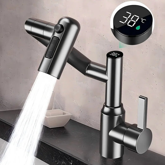 Robinet LED 360° avec Affichage Numérique – Pulvérisateur Multifonction, Eau Chaude et Froide