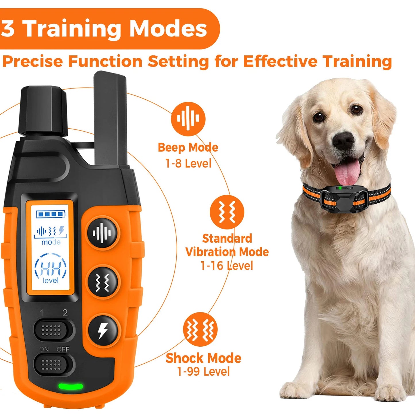Collier d’entraînement électrique pour chien étanche avec télécommande WXRPET – Vibrations, bip et choc réglables