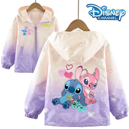 Veste Enfant Stitch Disney Fille - Manteau Léger Printemps Automne 4-12 ans