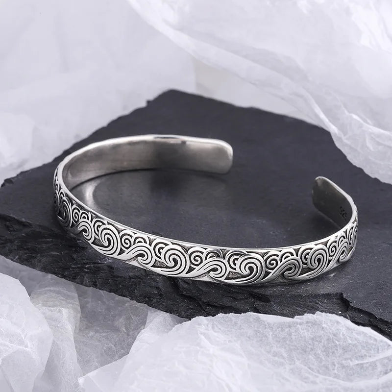 Bracelet Manchette Géométrique en Argent Sterling 925 – Ajustable et Tendance