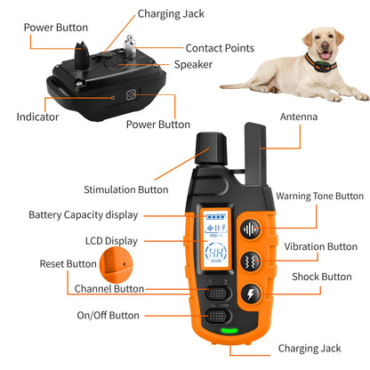 Collier d’entraînement électrique pour chien étanche avec télécommande WXRPET – Vibrations, bip et choc réglables