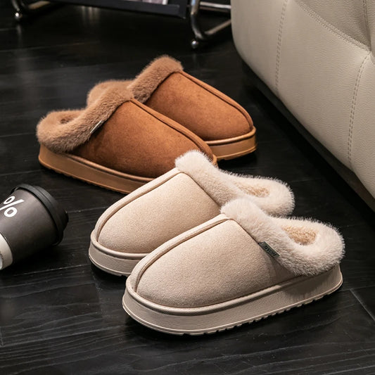Pantoufles d’Intérieur unisexe – Chaudes, Confortables et Plates en Faux Daim