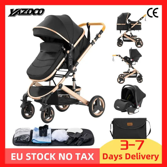 Poussette Bébé 3 en 1 YAZOCO – Siège Auto Inclus & Pack Complet