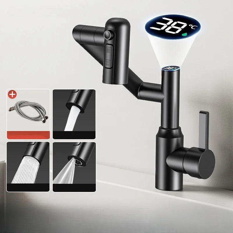 Robinet LED 360° avec Affichage Numérique – Pulvérisateur Multifonction, Eau Chaude et Froide