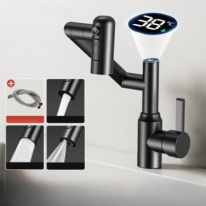 Robinet LED 360° avec Affichage Numérique – Pulvérisateur Multifonction, Eau Chaude et Froide