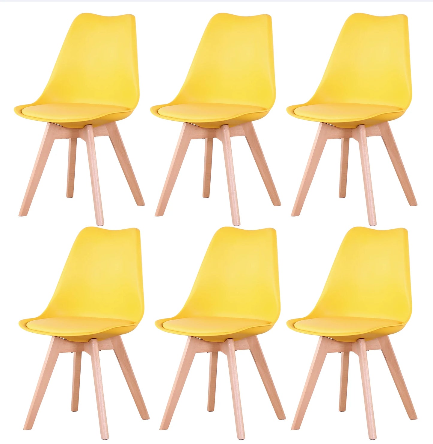 Un ensemble de 6 chaises de salle à manger médiévales nordiques, siège rembourré en PU, pieds en bois de hêtre, chaises de bureau pour salle à manger, chambre à coucher, balcon, Restaurant