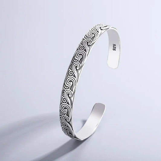 Bracelet Manchette Géométrique en Argent Sterling 925 – Ajustable et Tendance