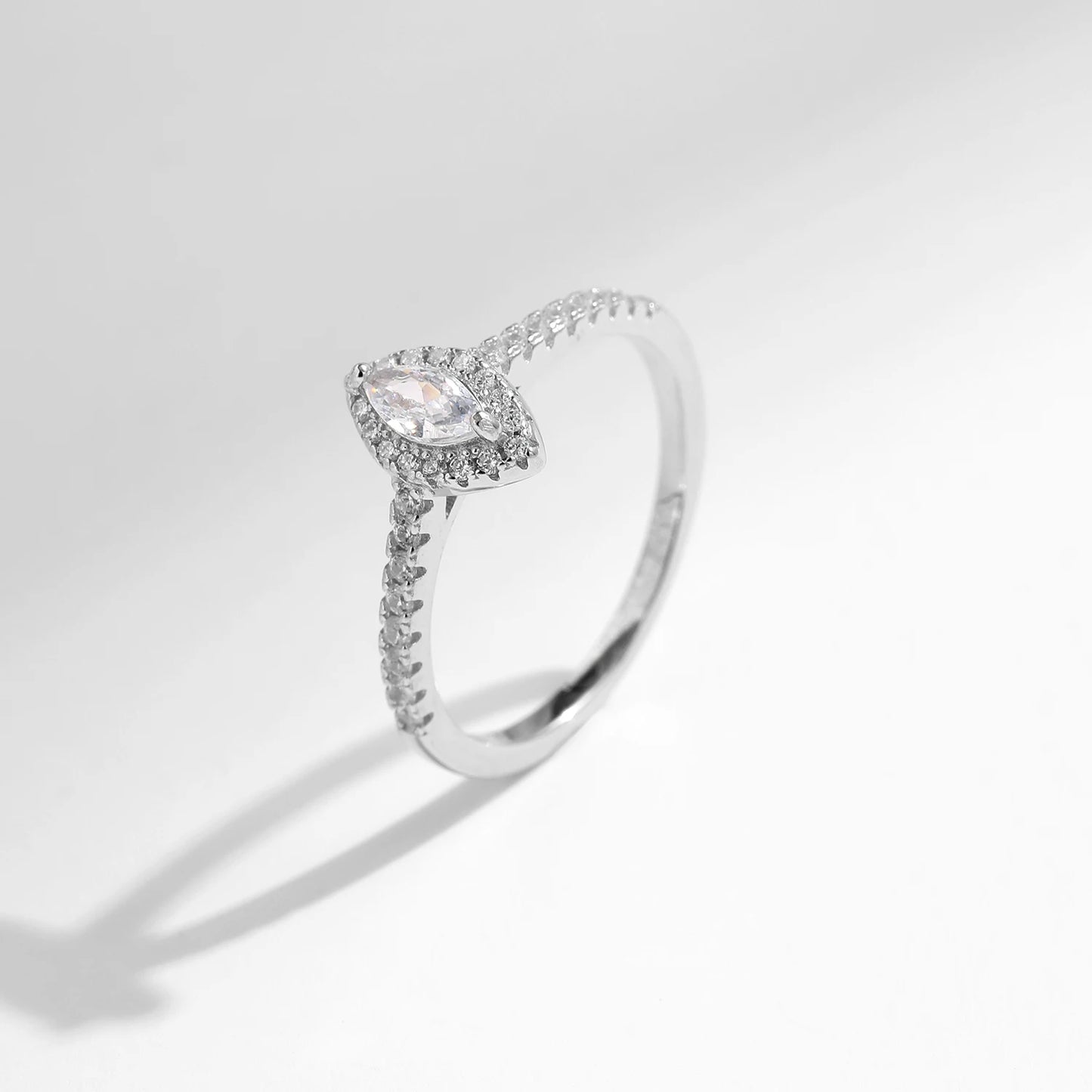 Bague Argent 925 Femme - Pierre Marquise Zircon Luxe Fiançailles