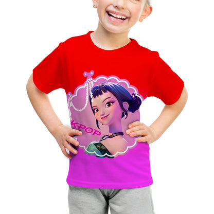 T-Shirt Enfant Chasseur de Démons KPop - Manches Courtes Imprimé Anime