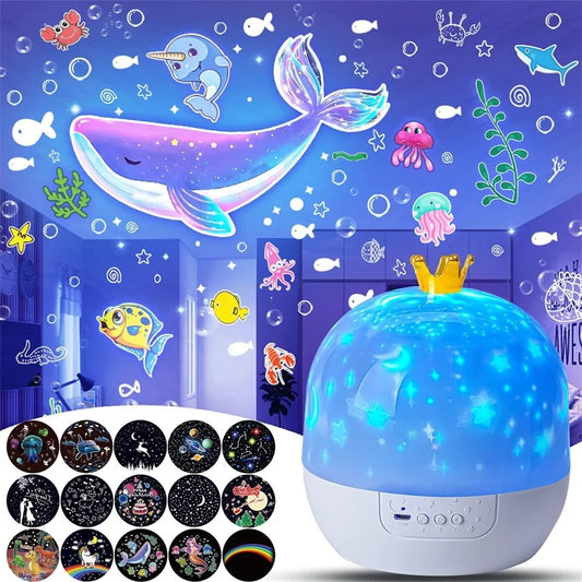 Projecteur LED Rotatif avec Télécommande – Effet Ciel Étoilé & Océan | 6 Films de Projection, USB