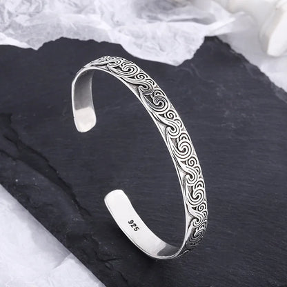 Bracelet Manchette Géométrique en Argent Sterling 925 – Ajustable et Tendance