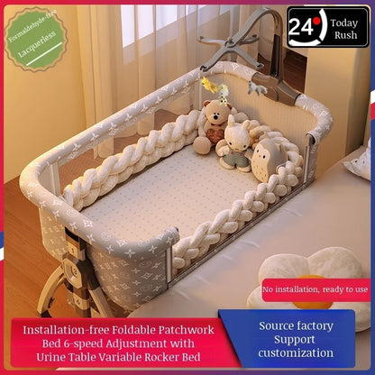 Berceau 3-en-1 pour bébé avec balancement, panier de jeu et chariot intégré – Aluminium et acier de haute qualité