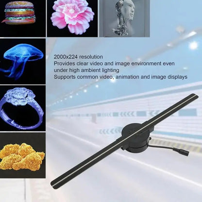 🎥 Projecteur Holographique 3D à Ventilateur LED - 16,5 pouces | 244 LED | Résolution 2000x224