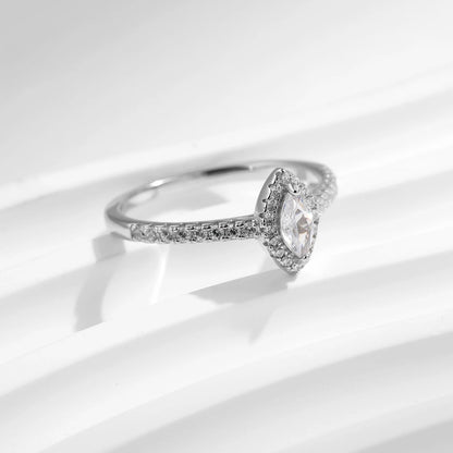 Bague Argent 925 Femme - Pierre Marquise Zircon Luxe Fiançailles