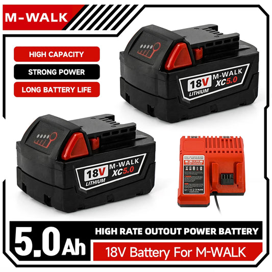 Batterie Lithium 18V 5.0Ah M-WALK – Remplacement pour Outils Milwaukee 18V Li-Ion
