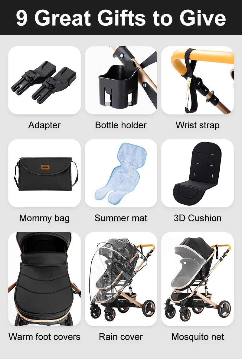 Poussette Bébé 3 en 1 YAZOCO – Siège Auto Inclus & Pack Complet