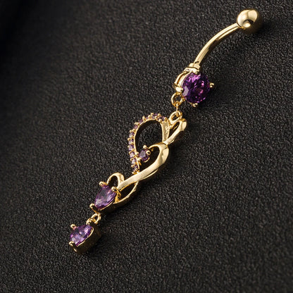 Anneau de nombril cœur en cuivre avec zircone cubique – Bijou raffiné et élégant