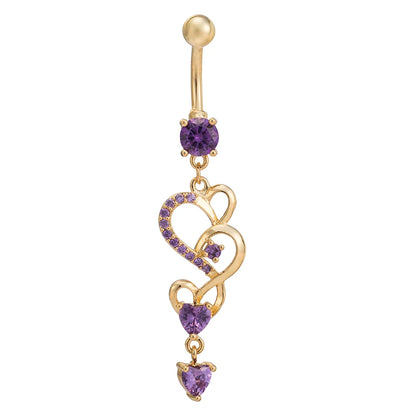 Anneau de nombril cœur en cuivre avec zircone cubique – Bijou raffiné et élégant