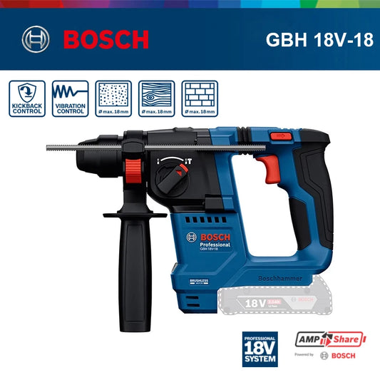 Marteau Perforateur Sans Fil Bosch GBH 18V-18 & GBH 18V-18 X – Compact, Puissant & Brushless