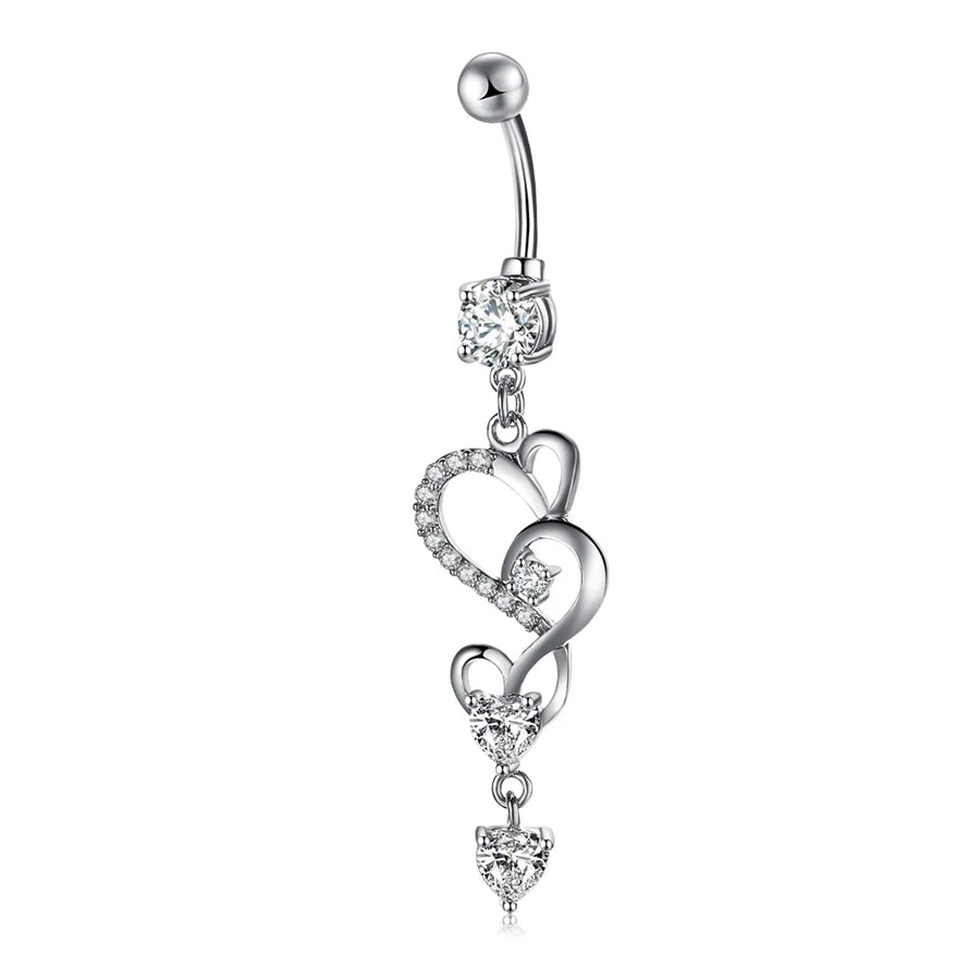 Anneau de nombril cœur en cuivre avec zircone cubique – Bijou raffiné et élégant