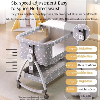 Berceau 3-en-1 pour bébé avec balancement, panier de jeu et chariot intégré – Aluminium et acier de haute qualité
